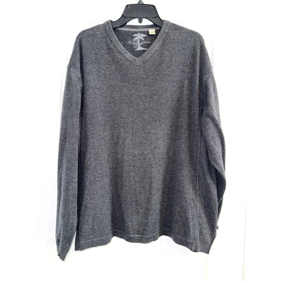 Tommy Bahama Men's Large V Neck Sweater Lightweight Charcoal Gray - Picture 1 of 8